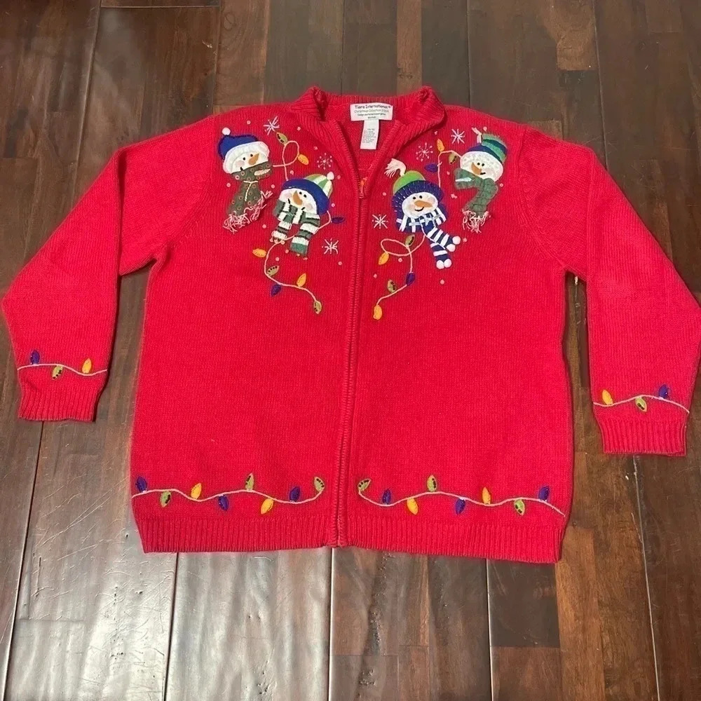 Tiara International Snowman Christmas Full Zip Size 14/16‎